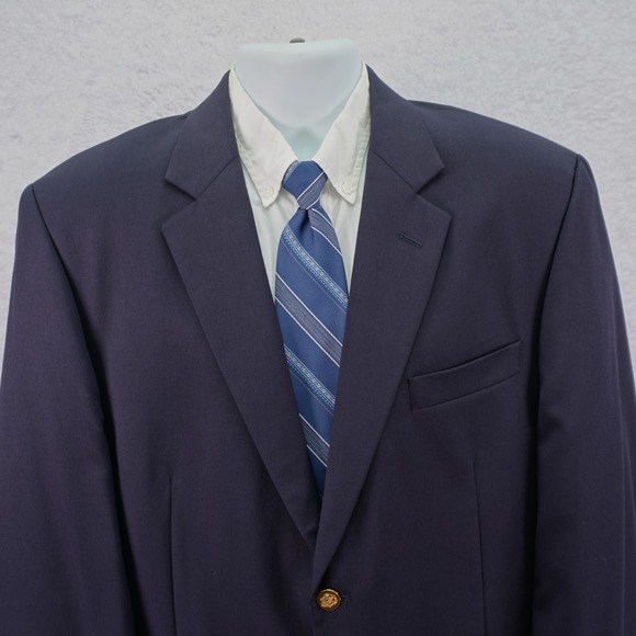 Joseph & Feiss International‎ Worsted Wool Gold Button Blazer Blue 44R